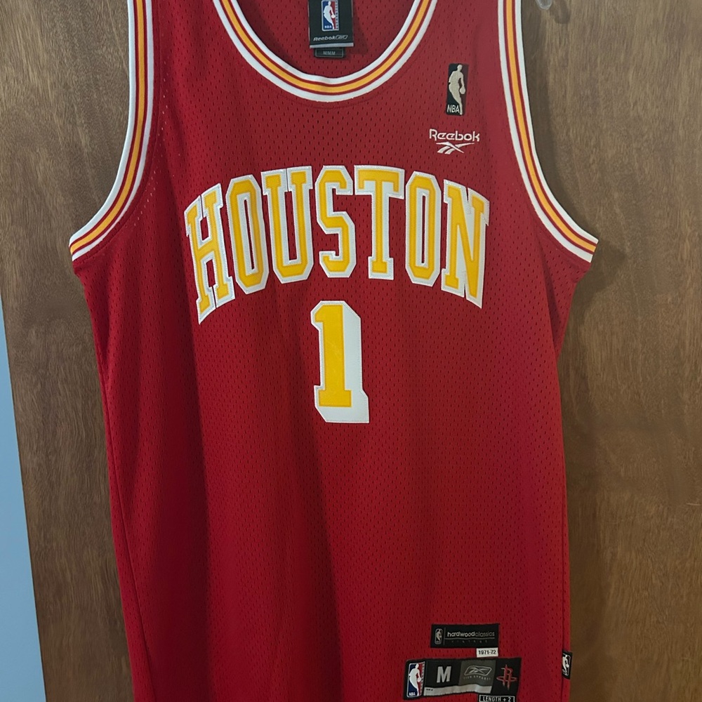 Red Houston Rockets Retro Jersey with Yellow Accents